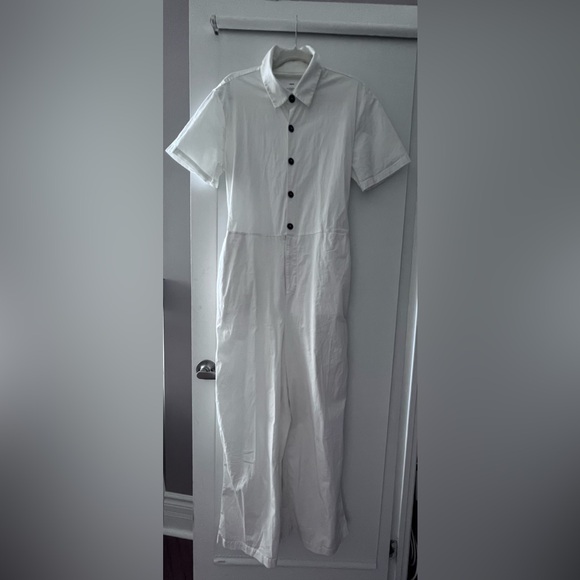 KOTN Pants - KOTN White Short-Sleeve Button Front Jumpsuit